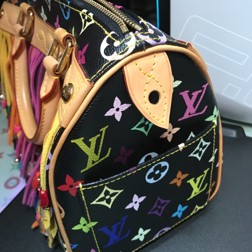 Murakami x Vuitton vintage fringe black multicolor speedy bag. EUC - Picture 5 of 15